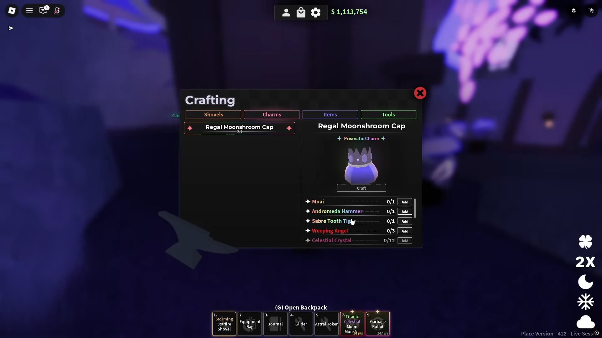 Regal Moonshroom Cap in Dig (Image via Roblox)