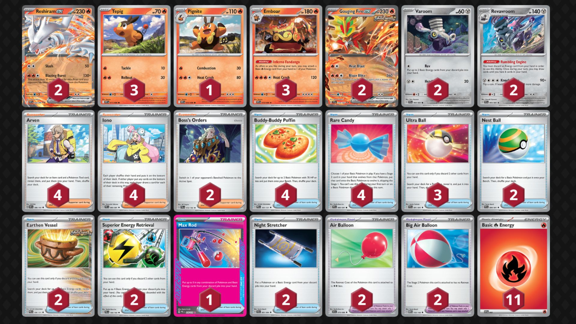 Reshiram ex decklist (Image via TPC)