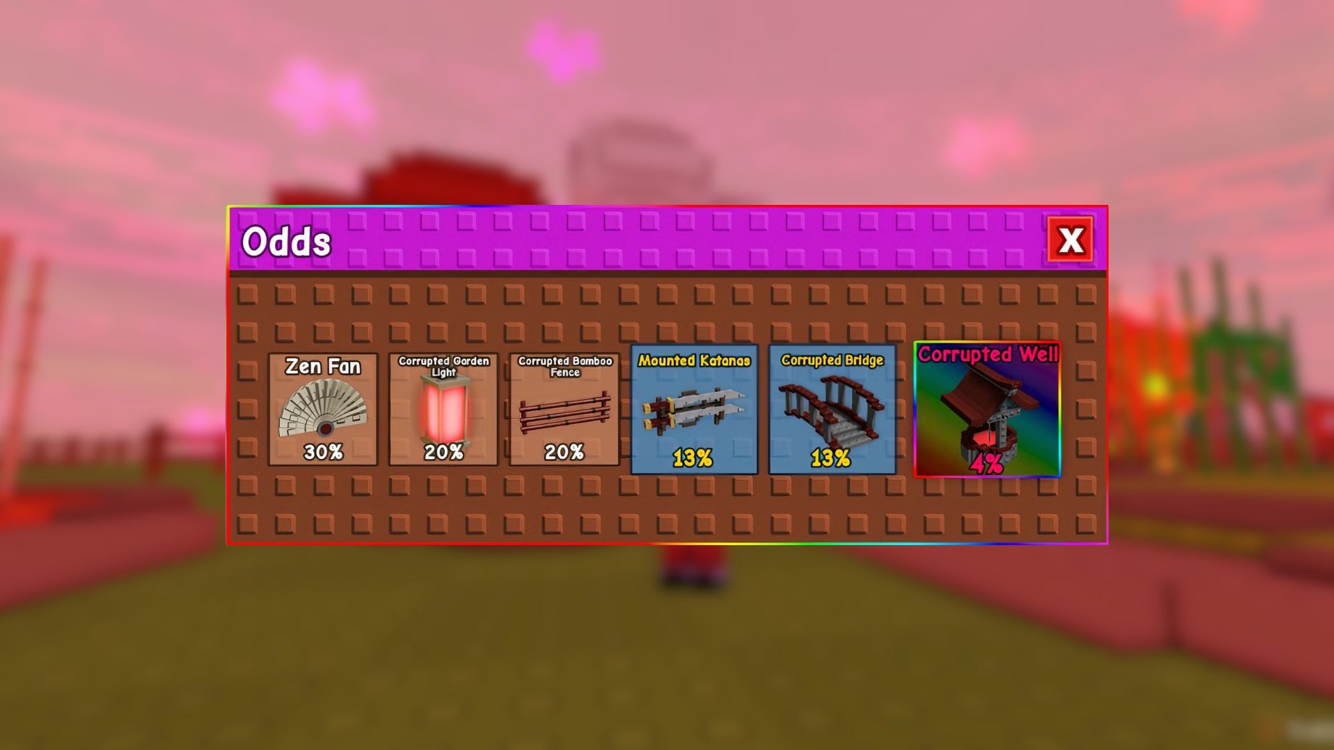 Rewards from Corrupted Zen Crate (Image via Roblox)