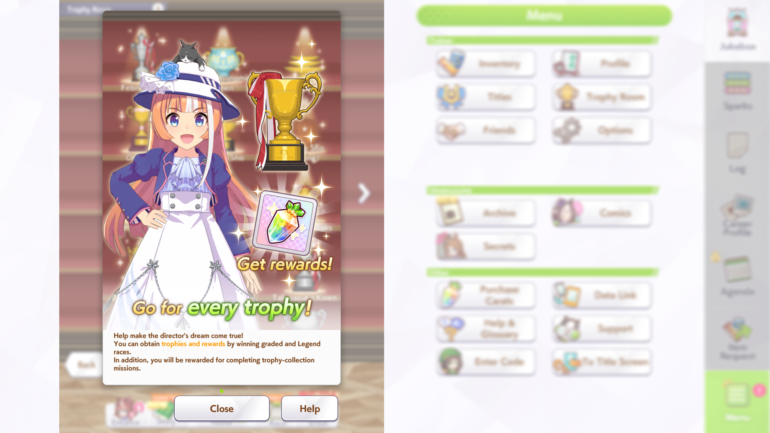 Trophy List in Trophy room (Image via Cygames | Deltia's Gaming)