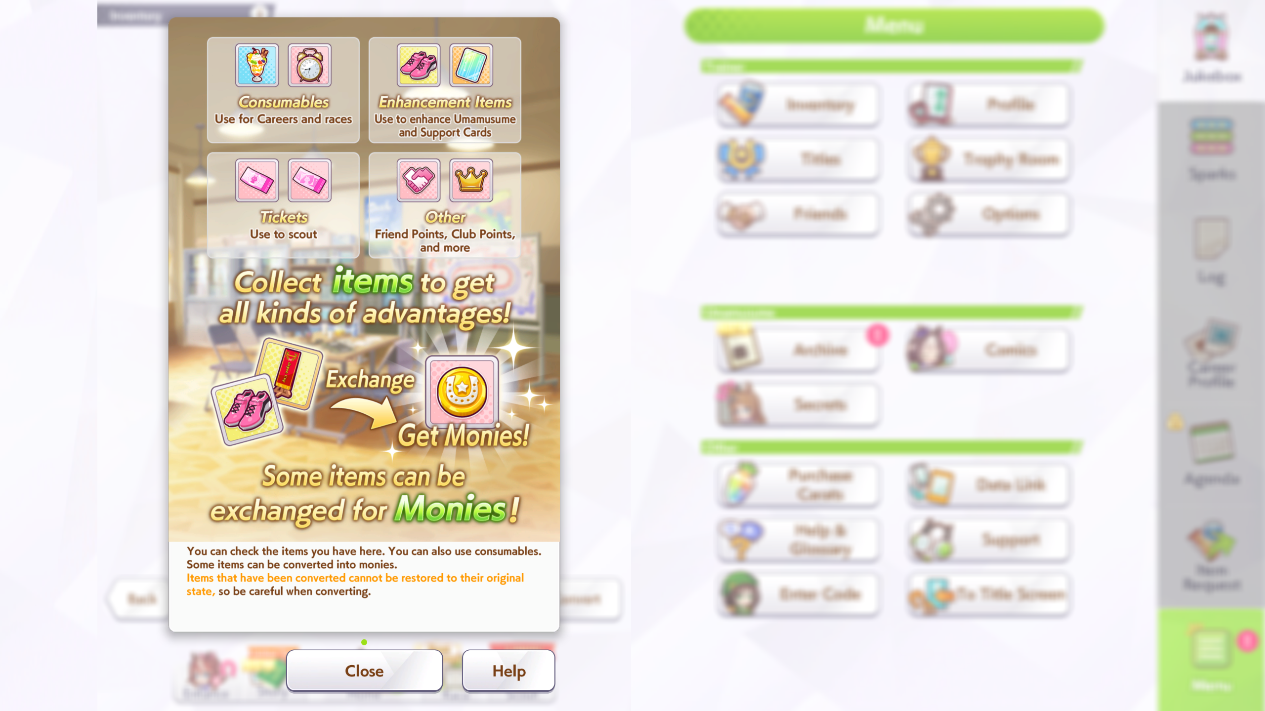 All categories in Inventory (Image via Cygames | Deltia's Gaming)