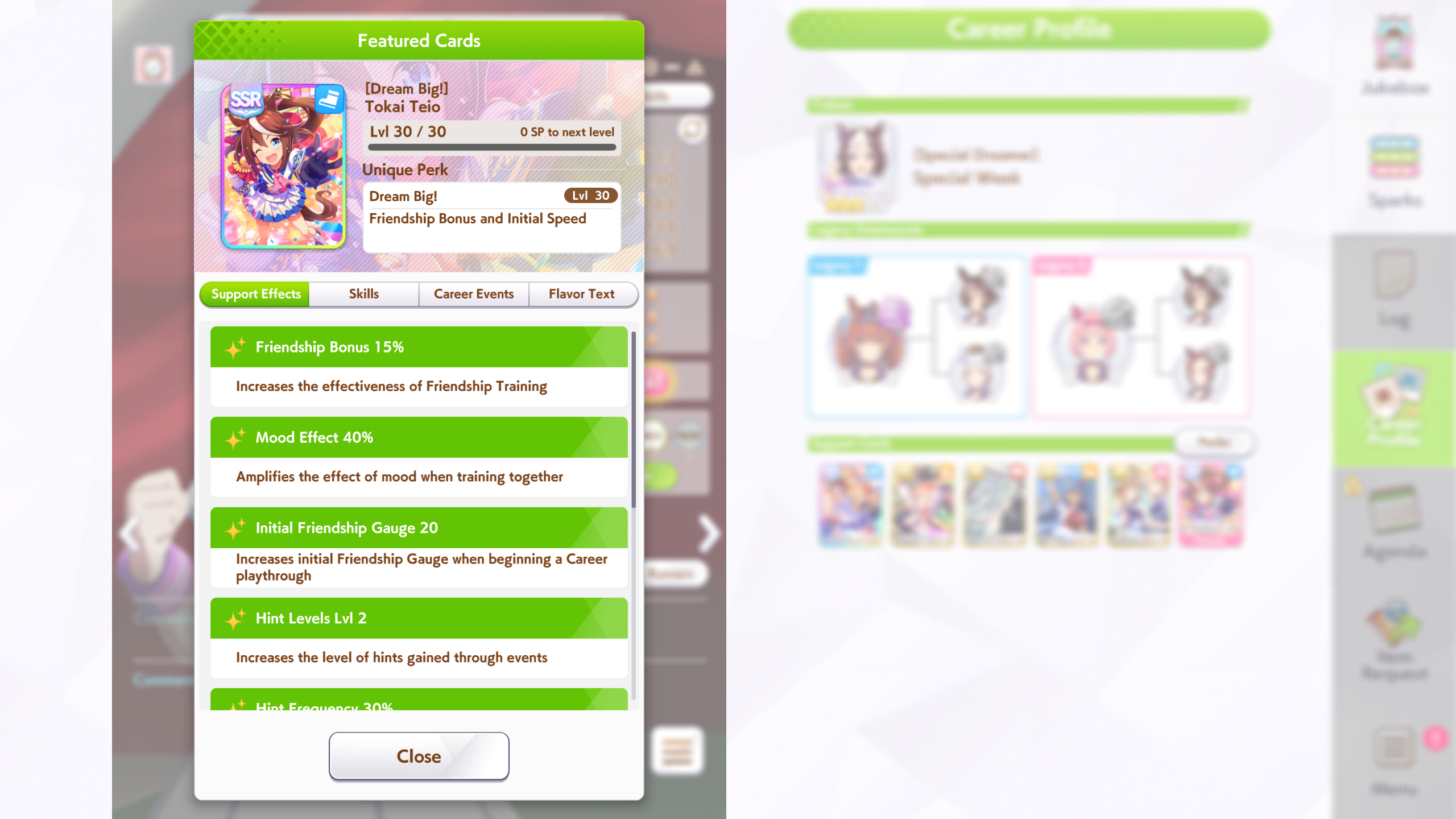 (continued )Benefits of featured support cards (Image via Cygames | Deltia's Gaming)