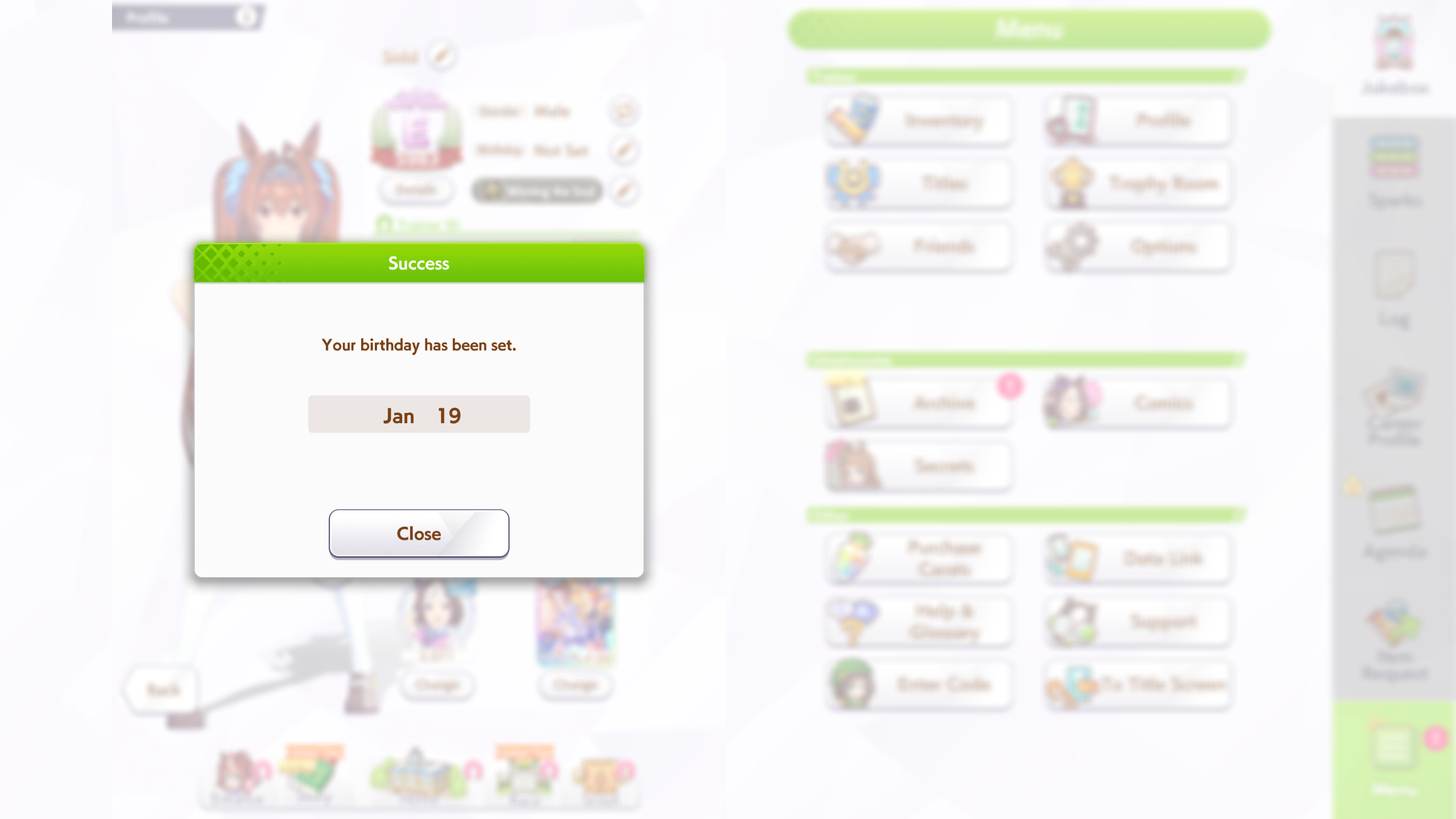 How to set your birthday in Umamusume (Image via Cygames | Deltia's Gaming)