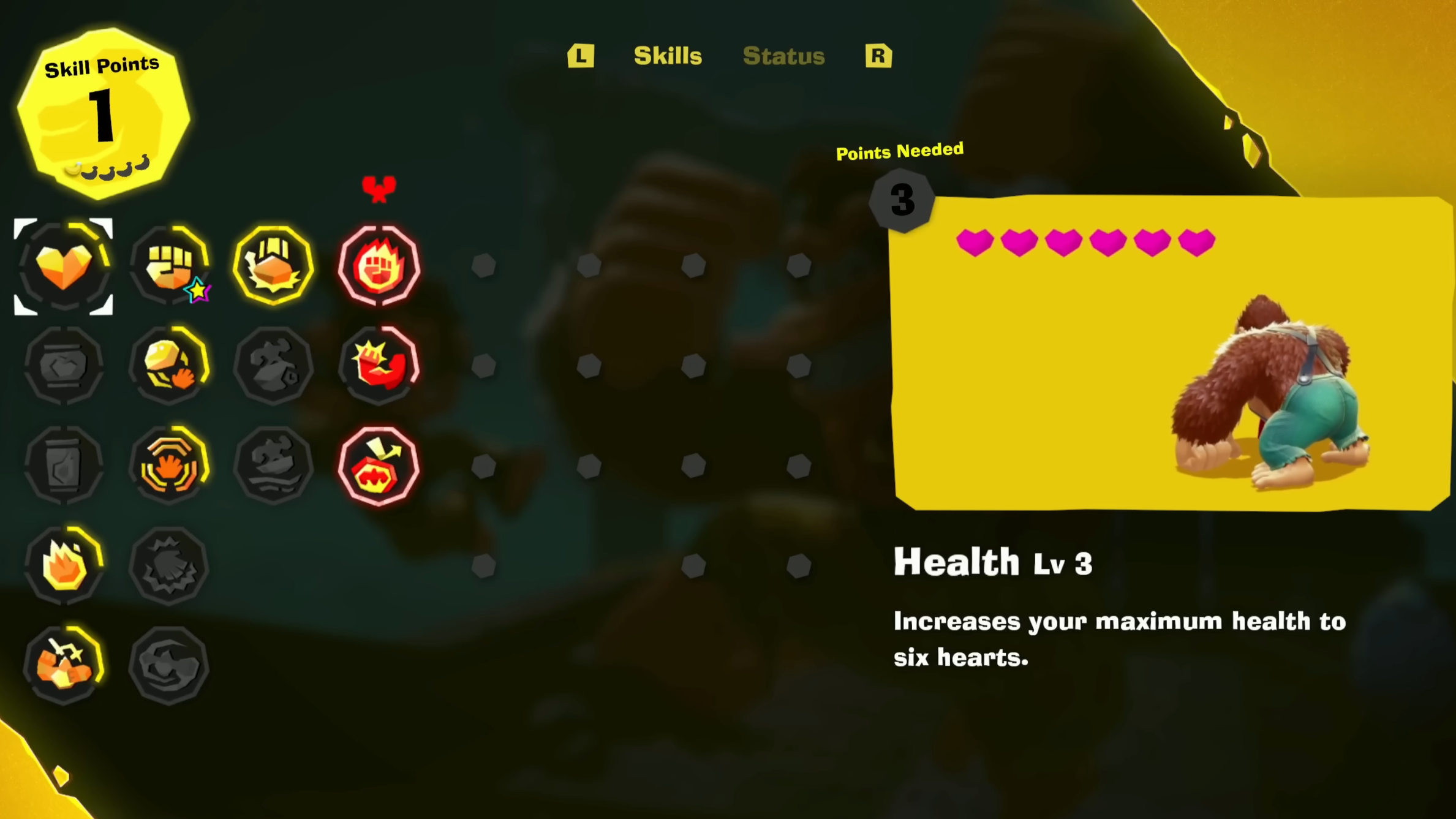 Increase your number of hearts by upgrading the health skill (Image via Nintendo | ZackScottGames/YouTube)