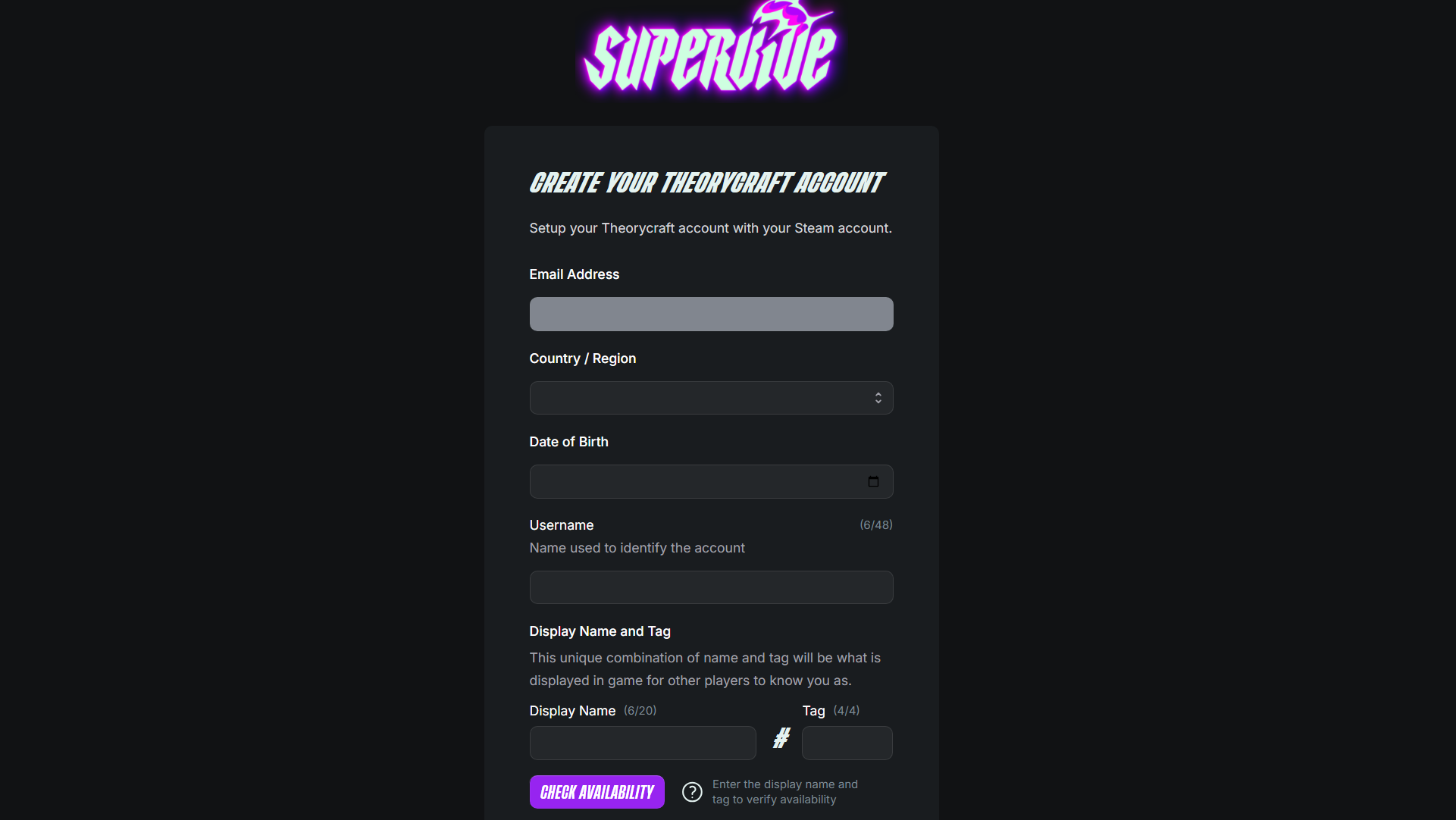 Fill in your details (Image via Theorycraft Games)