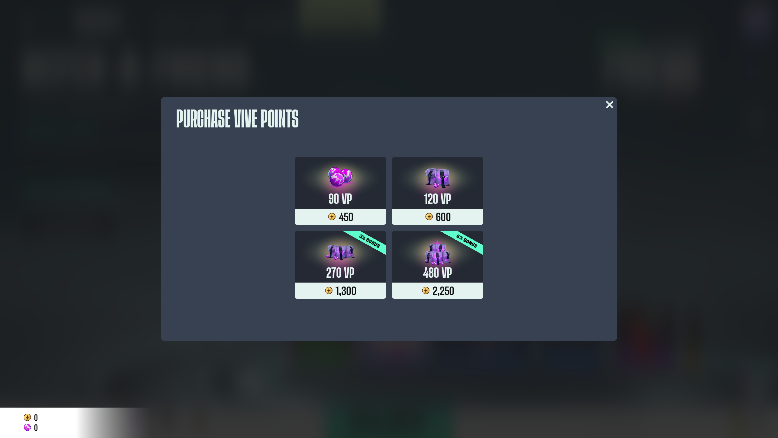 All Vive Point bundles in Supervive (Image via Theorycraft Games | Deltia's Gaming)