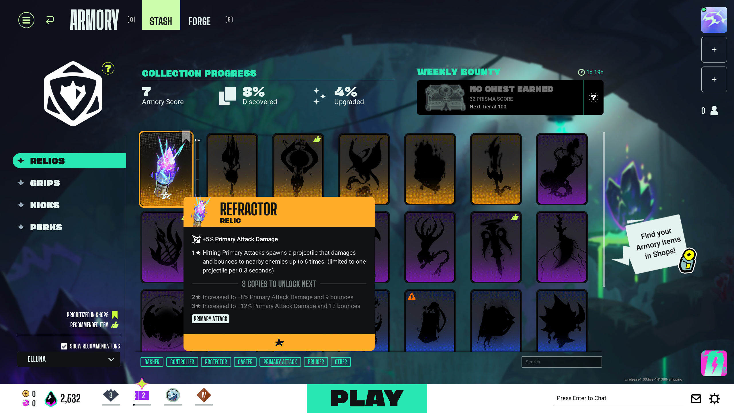 Relics under Stash (Image via Theorycraft Games | Deltia's Gaming)