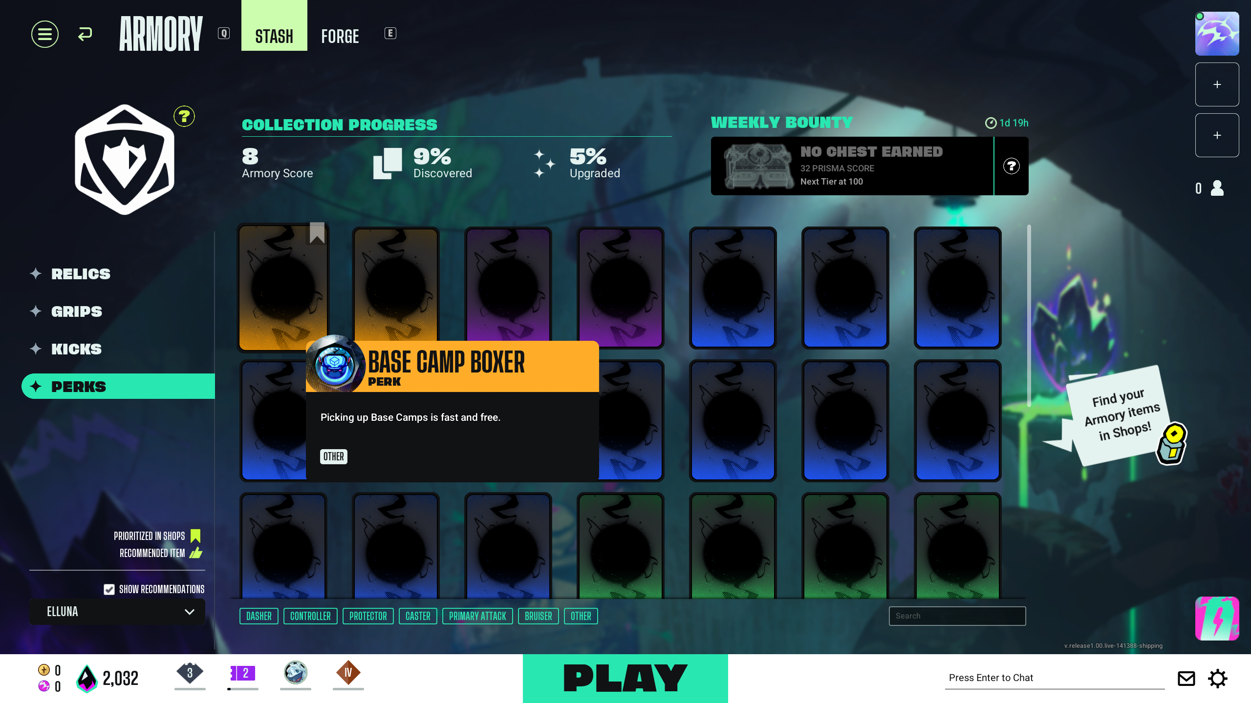Perks under Stash (Image via Theorycraft Games | Deltia's Gaming)