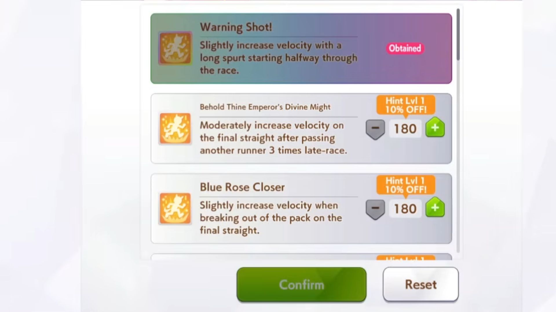 Skills in Umamusume