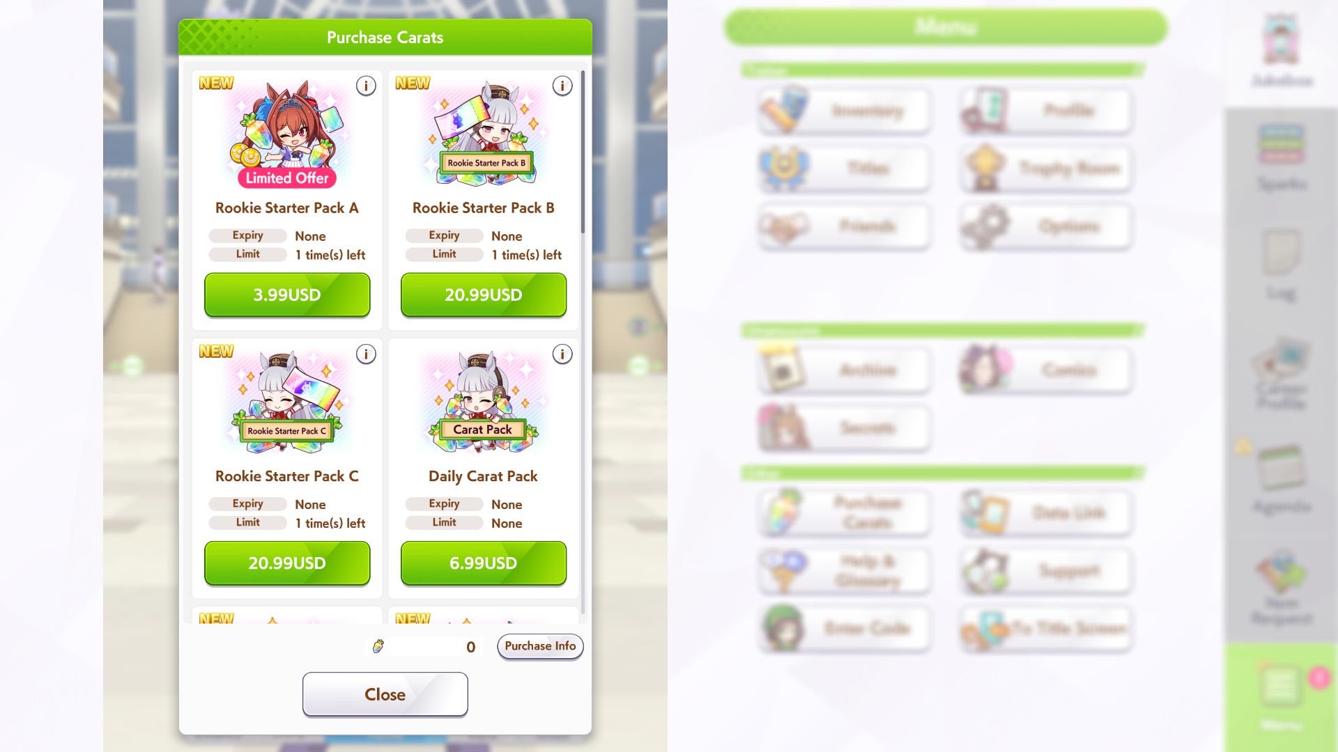 Umamusume in game store