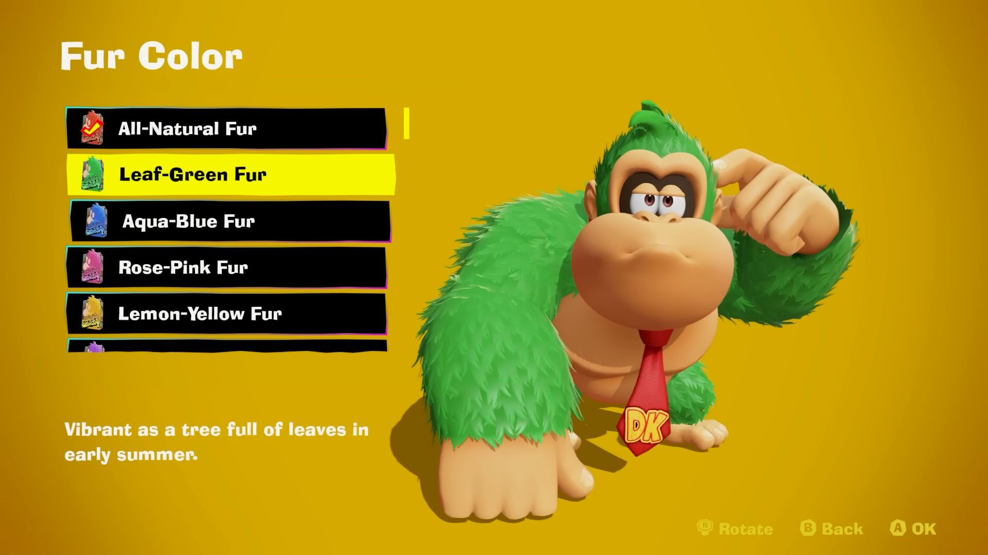 DK has a variety of different fur colors in Donkey Kong Bananza