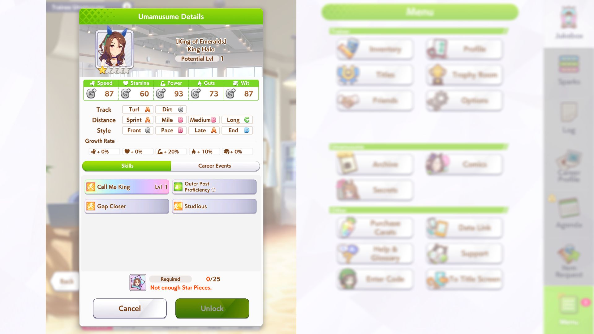King Halo Stats in Umamusume Pretty Derby