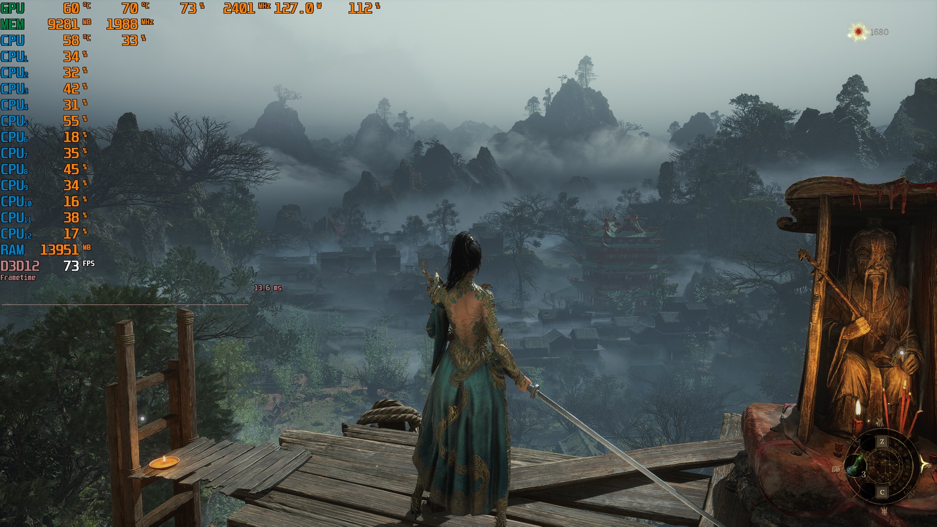 Picture showing FPS capped at 73 in Wuchang: Fallen Feathers