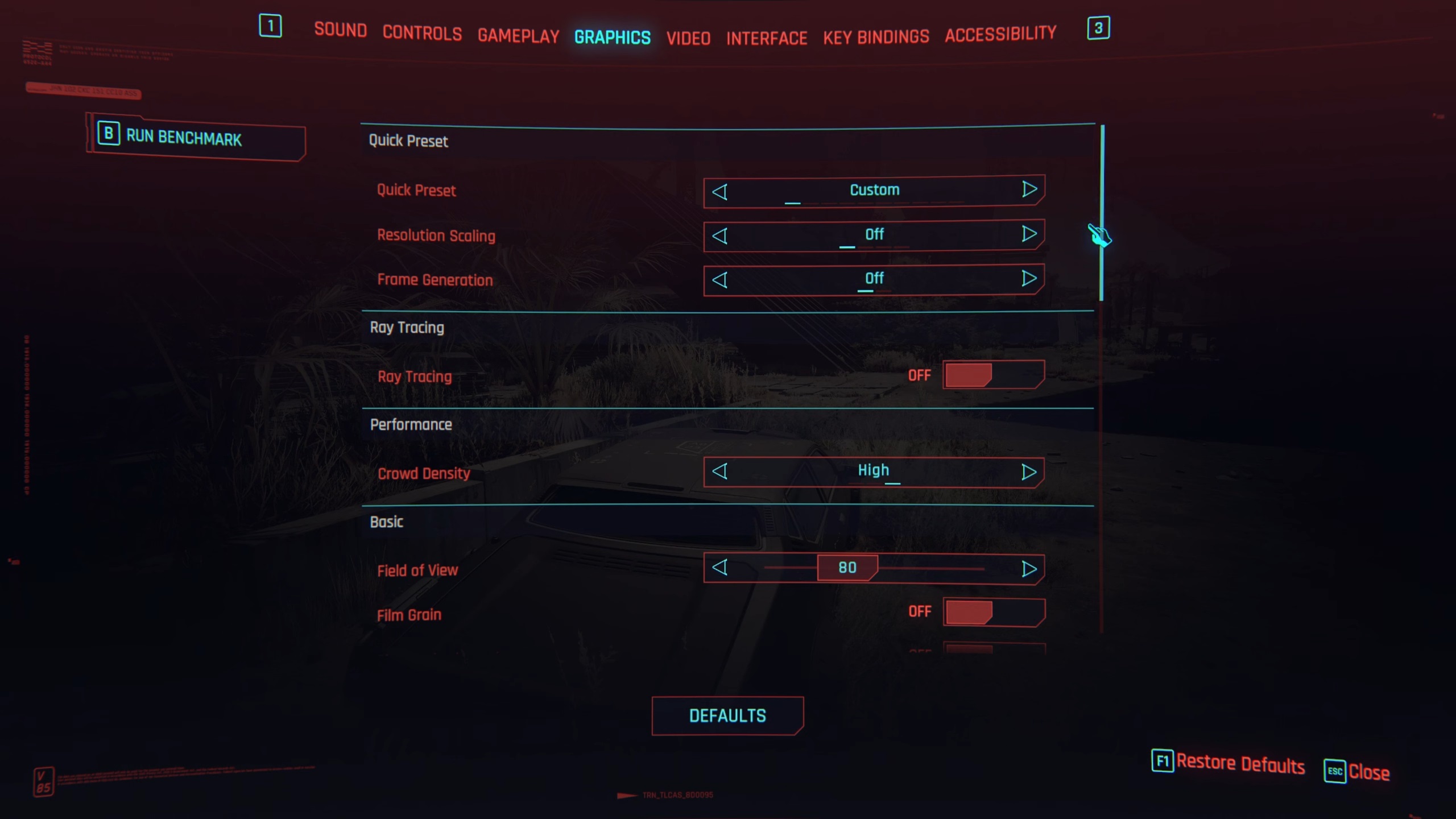 Picture of Cyberpunk 2077's Frame Generation option