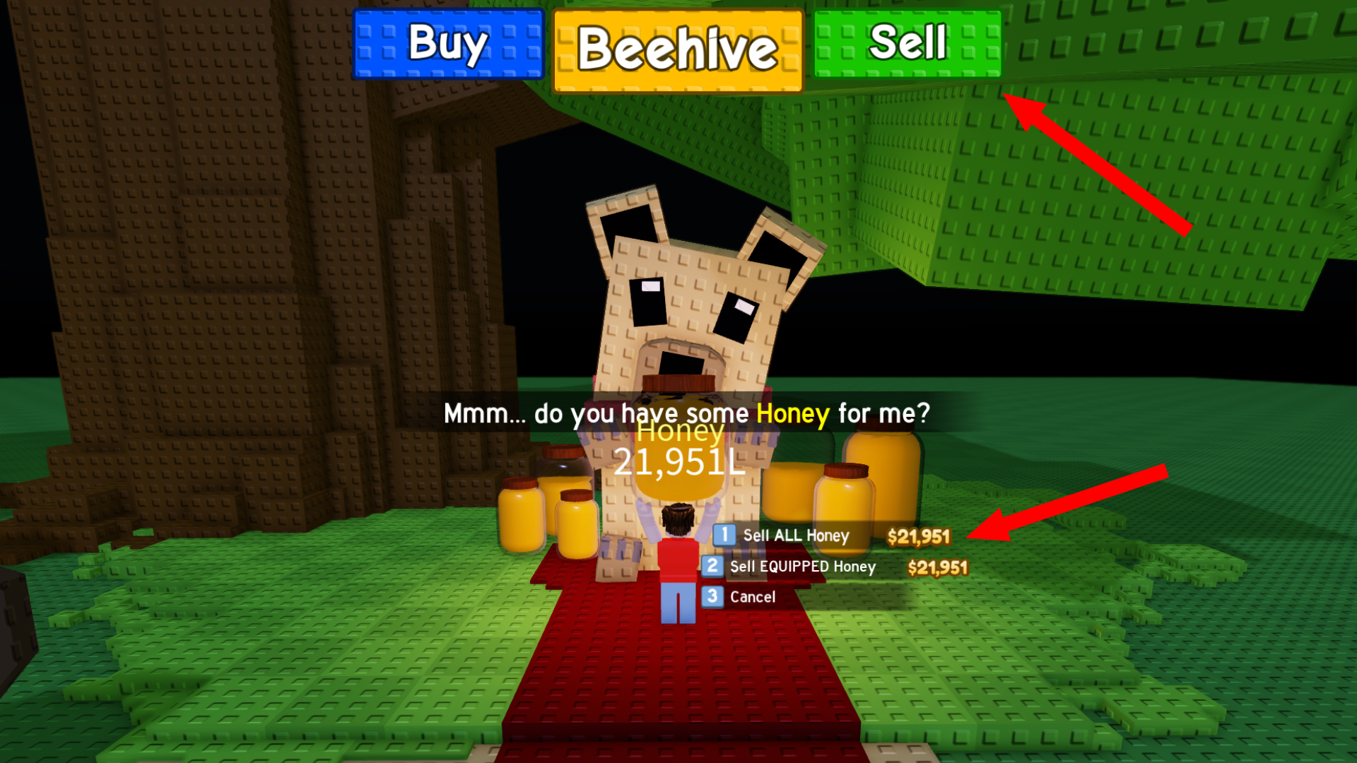 Sell Honey to make Money (Image via Roblox Corporation)