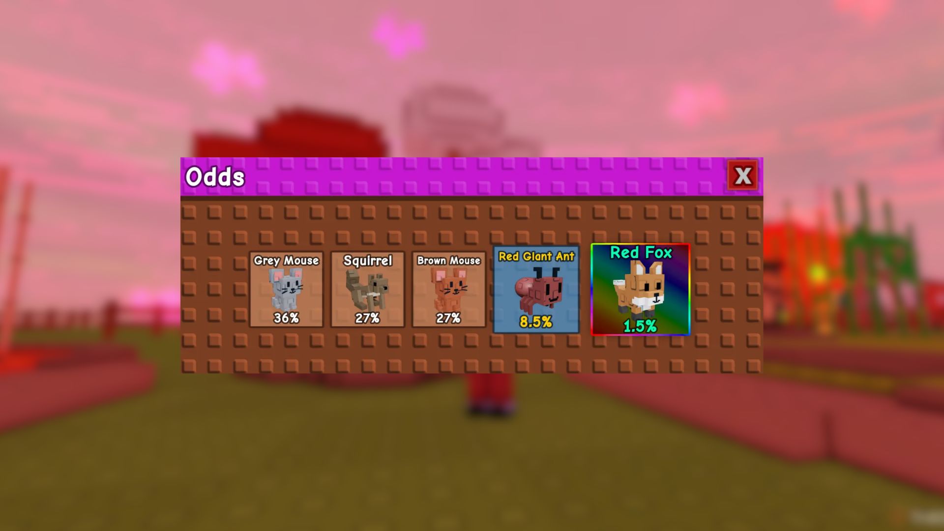 Squirrel Odds (Image via Roblox)