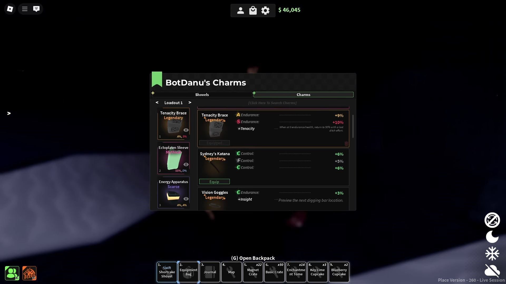 Sydney's Katana in inventory (Image via Roblox)