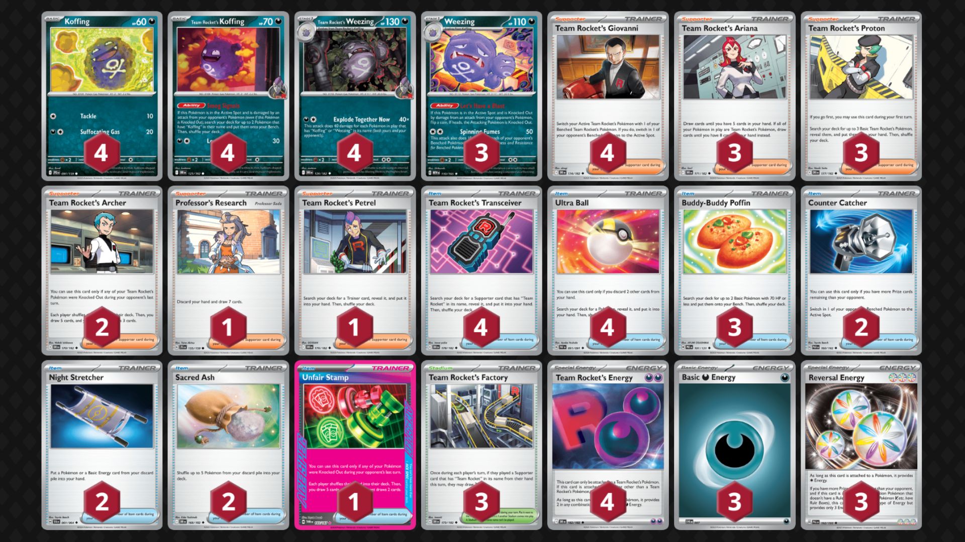 Team Rocket's Weezing decklist (Image via TPC)