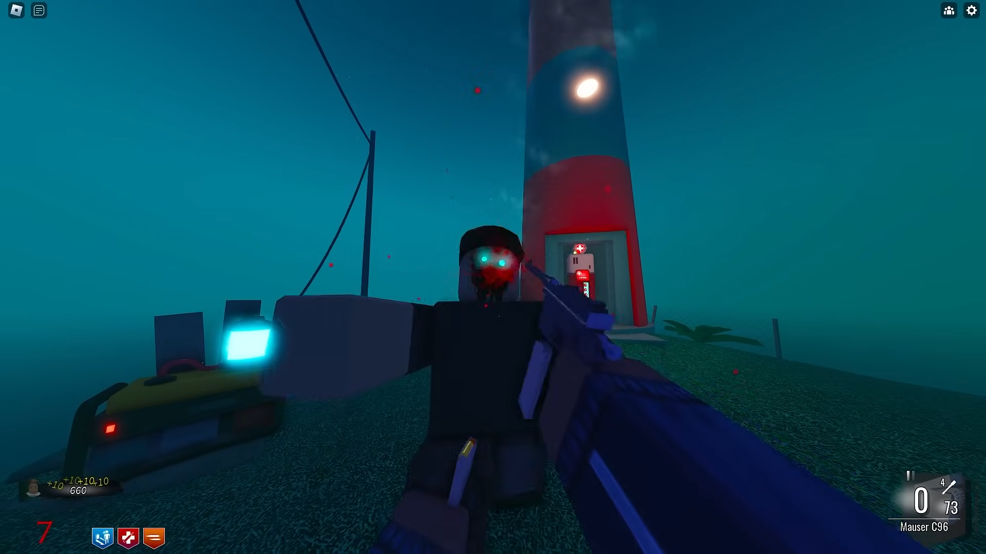 Defeat the endless zombie hordes to collect points (Image via Roblox Corporation)