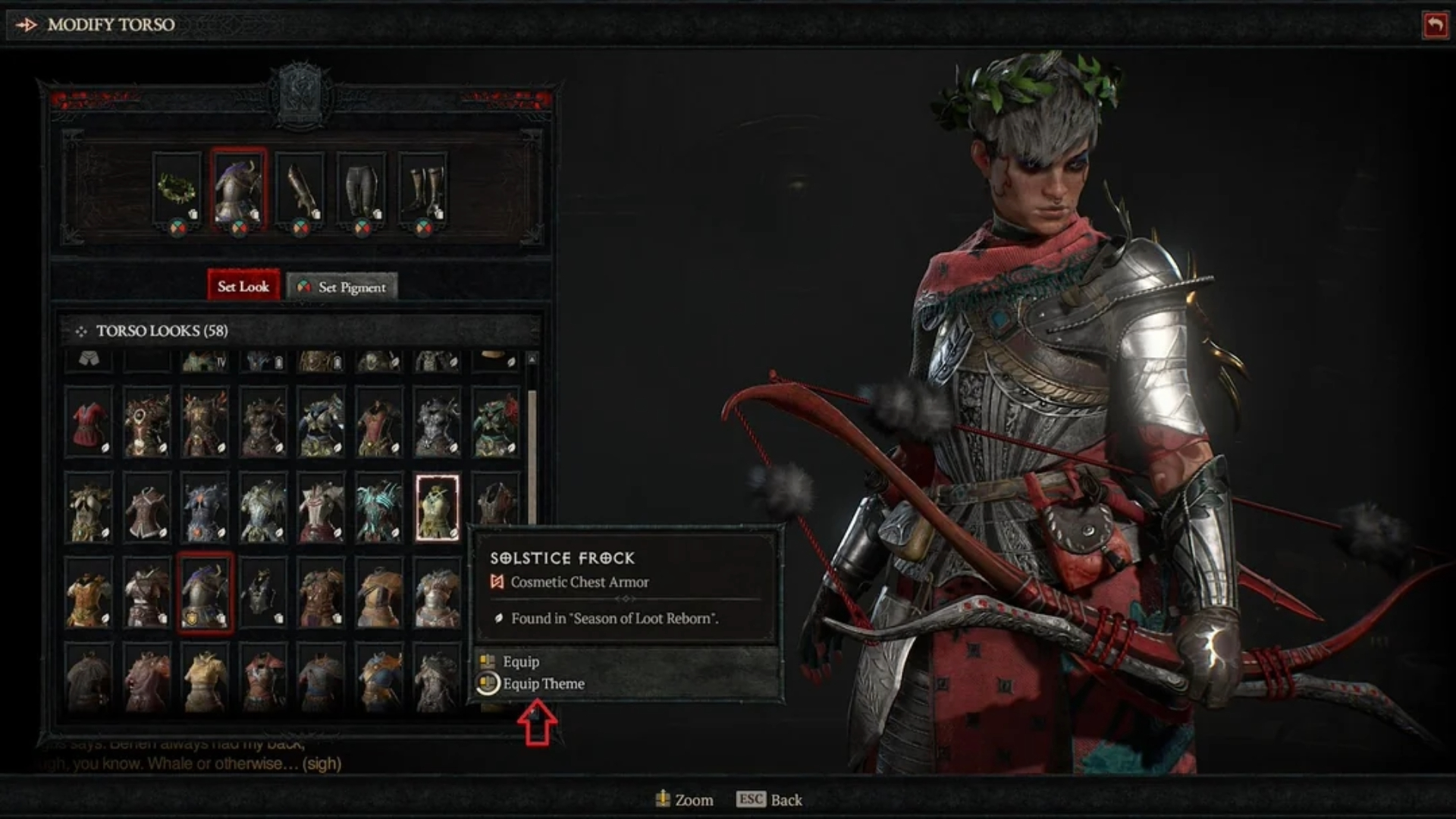 The Equip Theme option