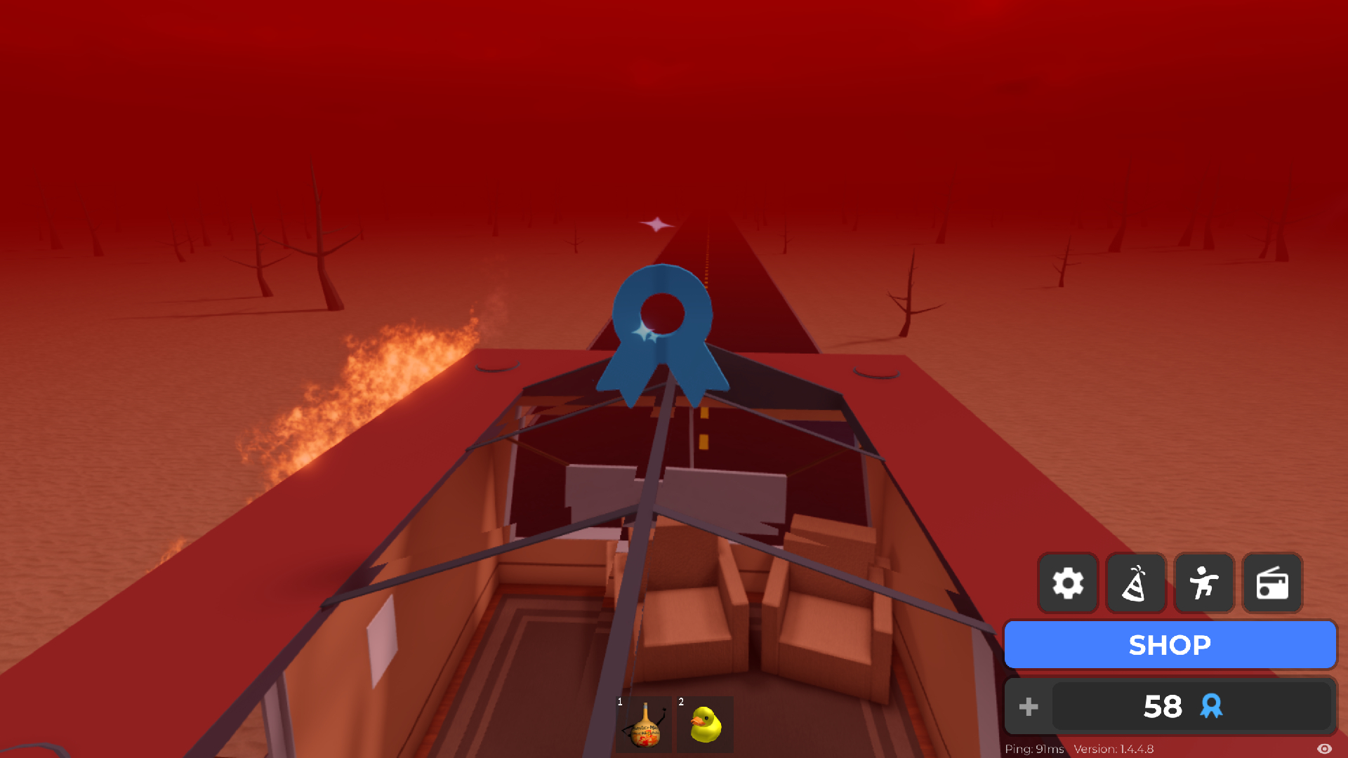 The Sky Turns Red during Meteor Shower Event (Image via Roblox Corporation)