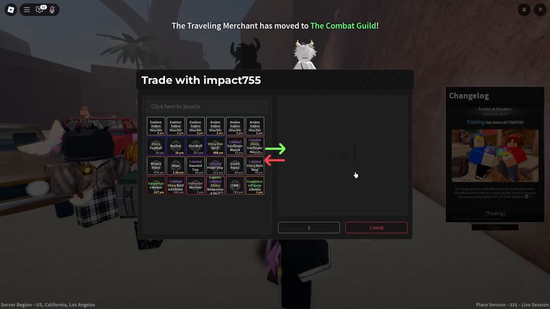 Trade window (Image via Roblox)