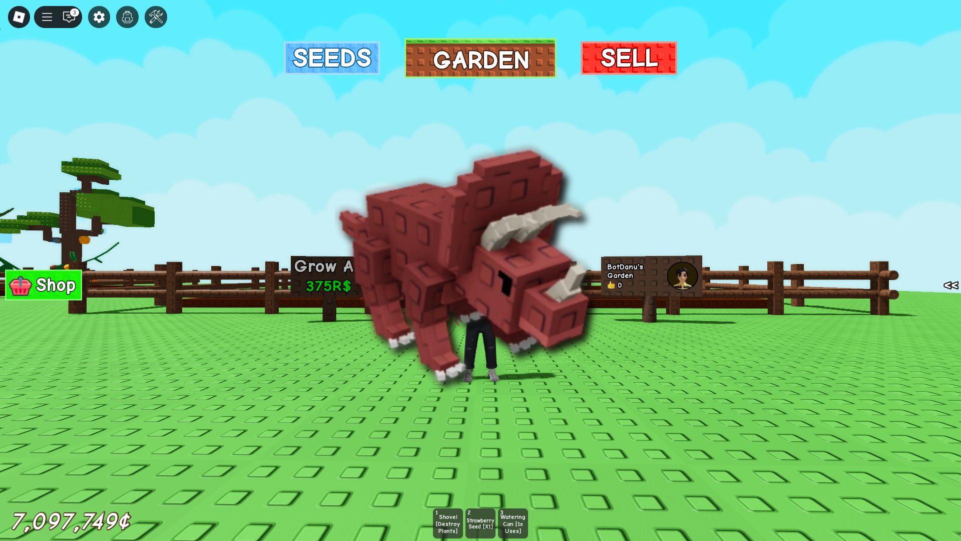 Triceratops in Grow a Garden (Image via Roblox)