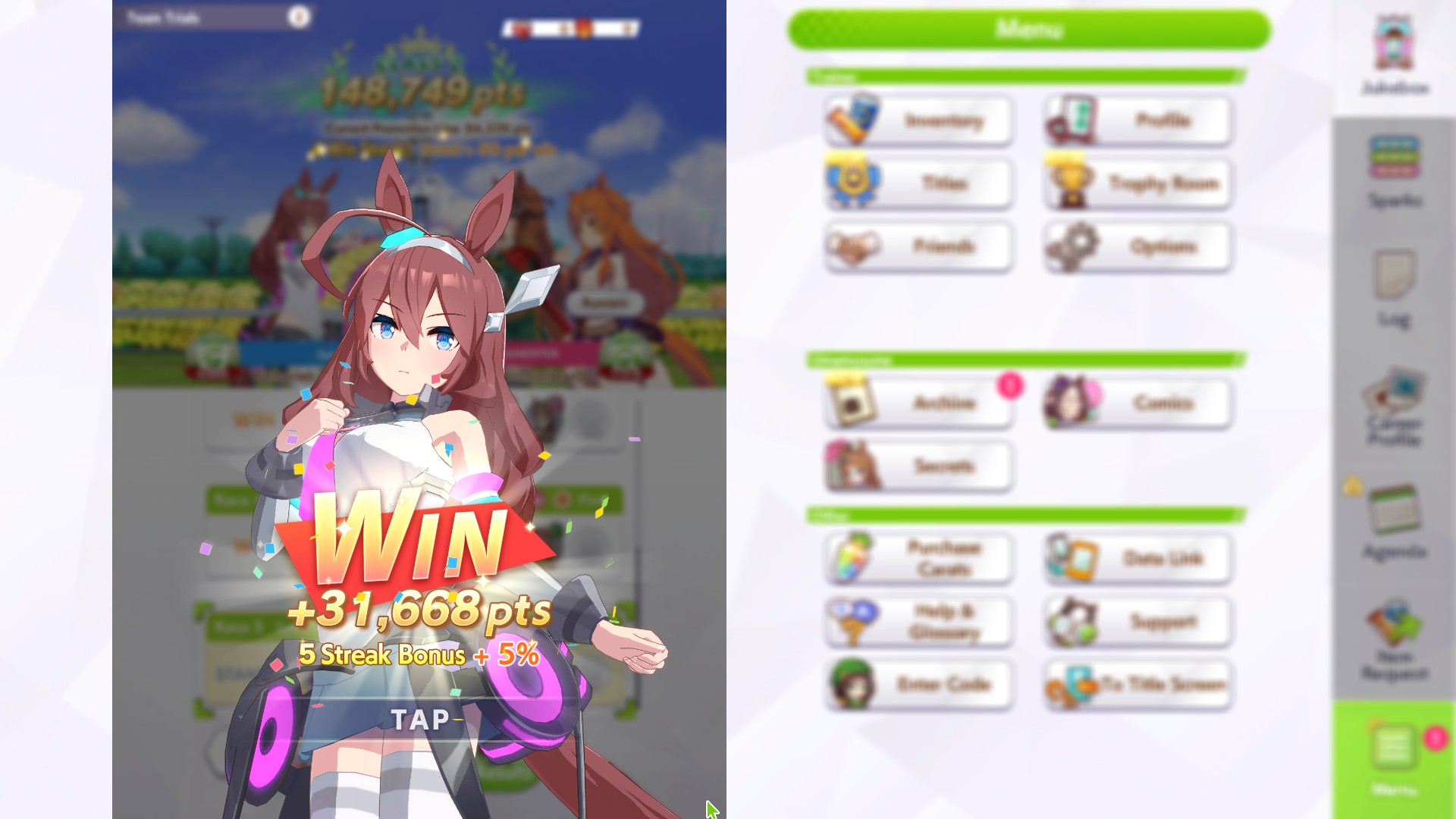Steak bonus accumulates with every win and adds to most scores