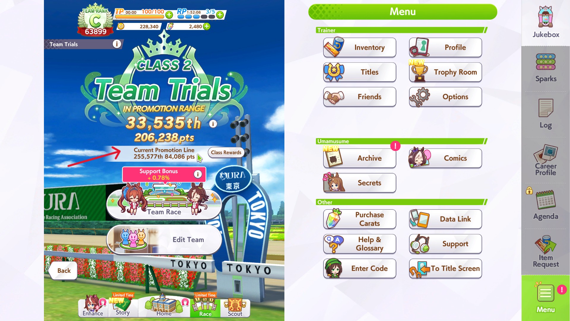 Compare your score to the promotion line