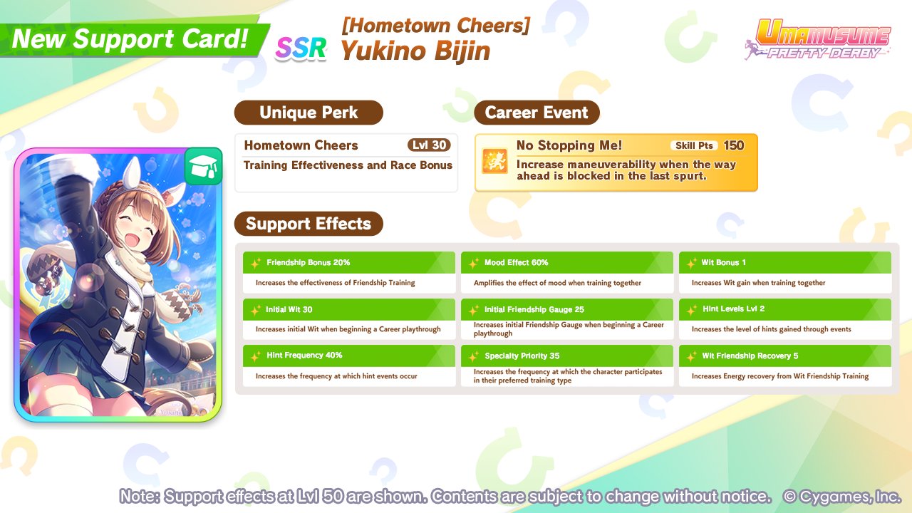Yujino Bijin training bonuses