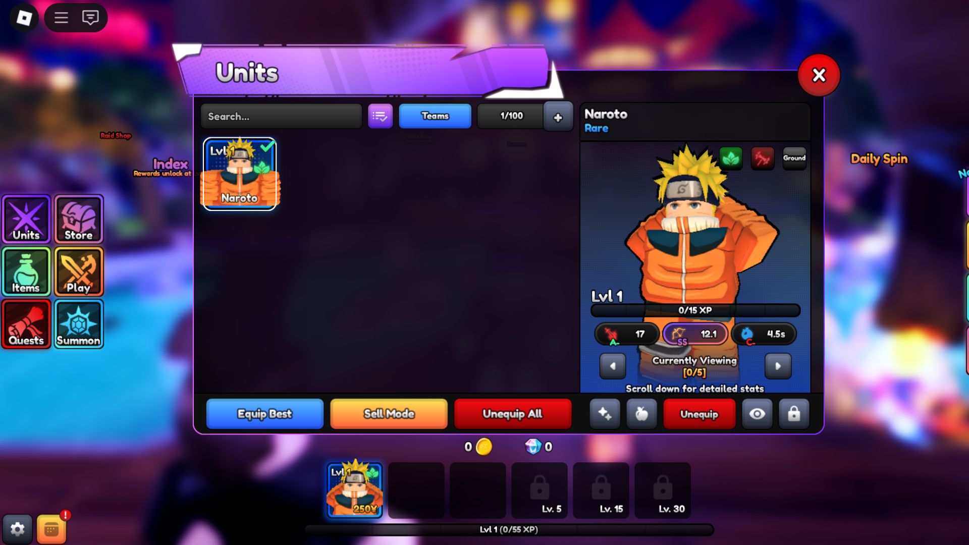 Units in Anime Final Strike (Source: Roblox)