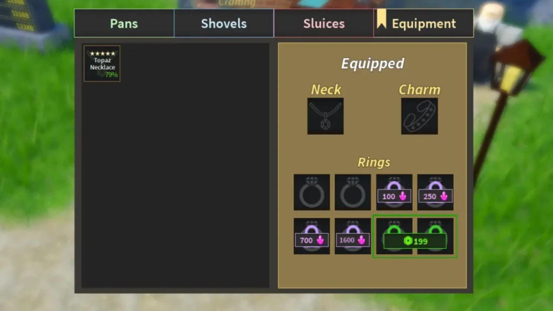 Charms in Prospecting (Source: Roblox)