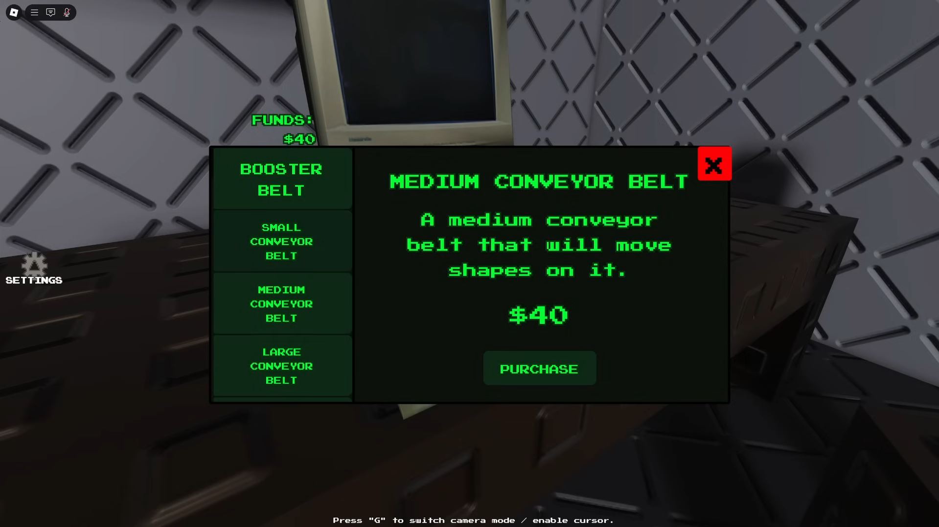 Upgrading Conveyor belts (Image via Roblox)