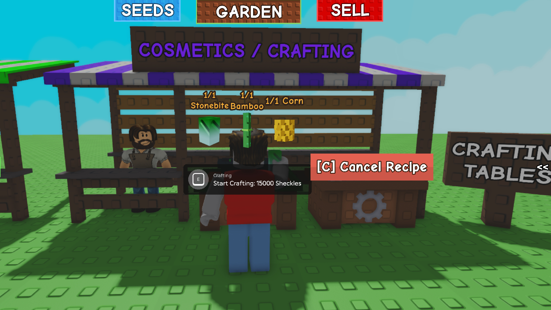 Use the Crafting Table (Image via Roblox)