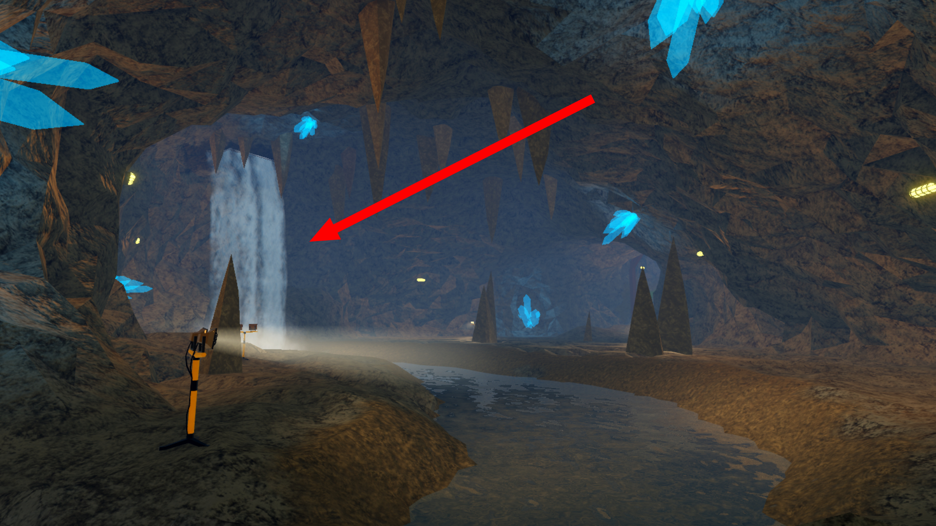 Walk through the waterfall (Image via Roblox Corporation)