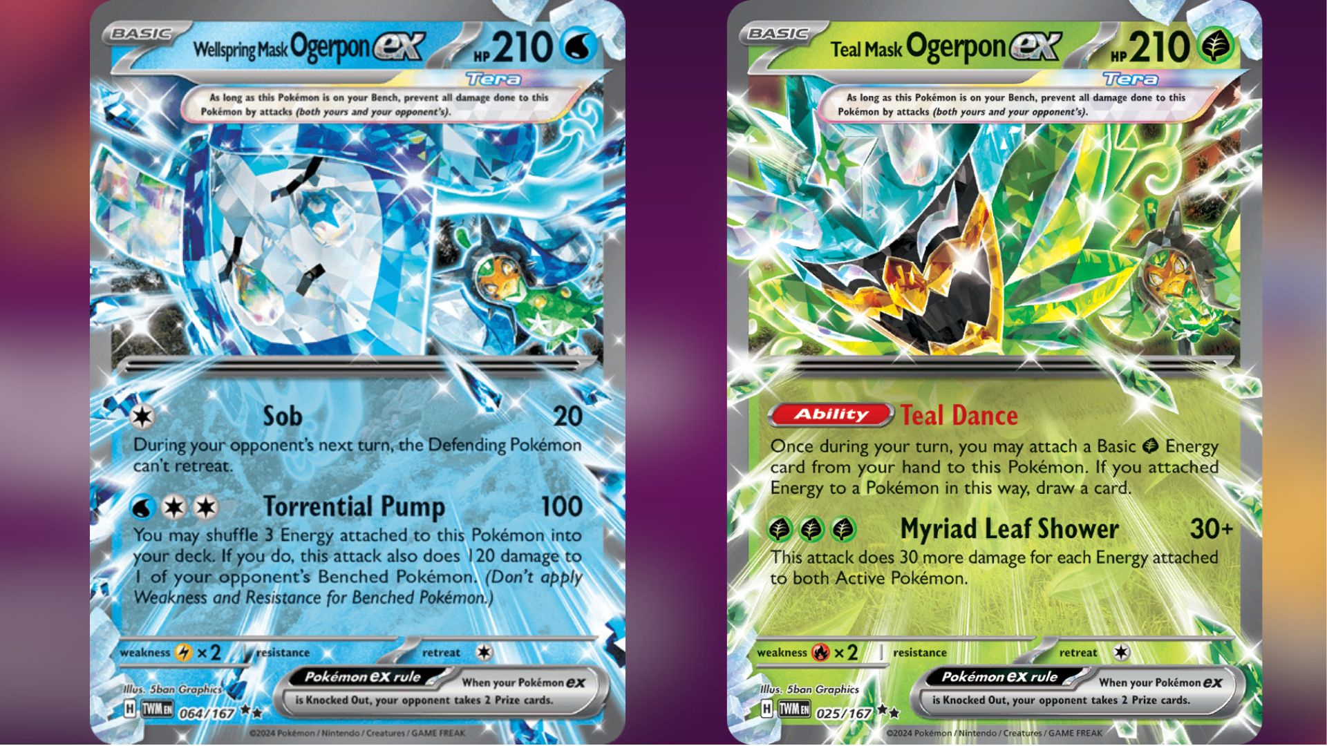 Wellspring Mask Ogerpon ex and Teal Mask Ogerpon ex (Image via TPC)