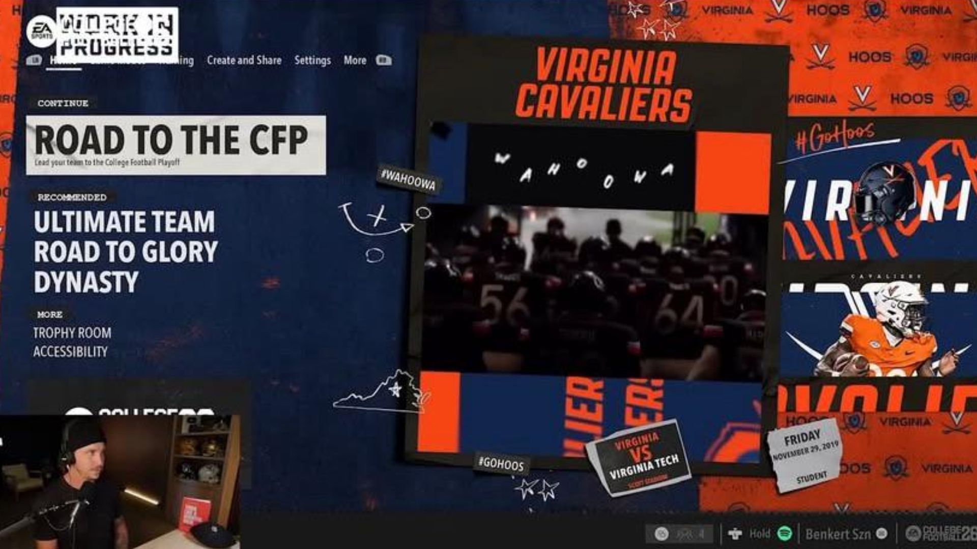 Redditors spotted the Spotify button (Source: EA, r/NCAAFBseries)