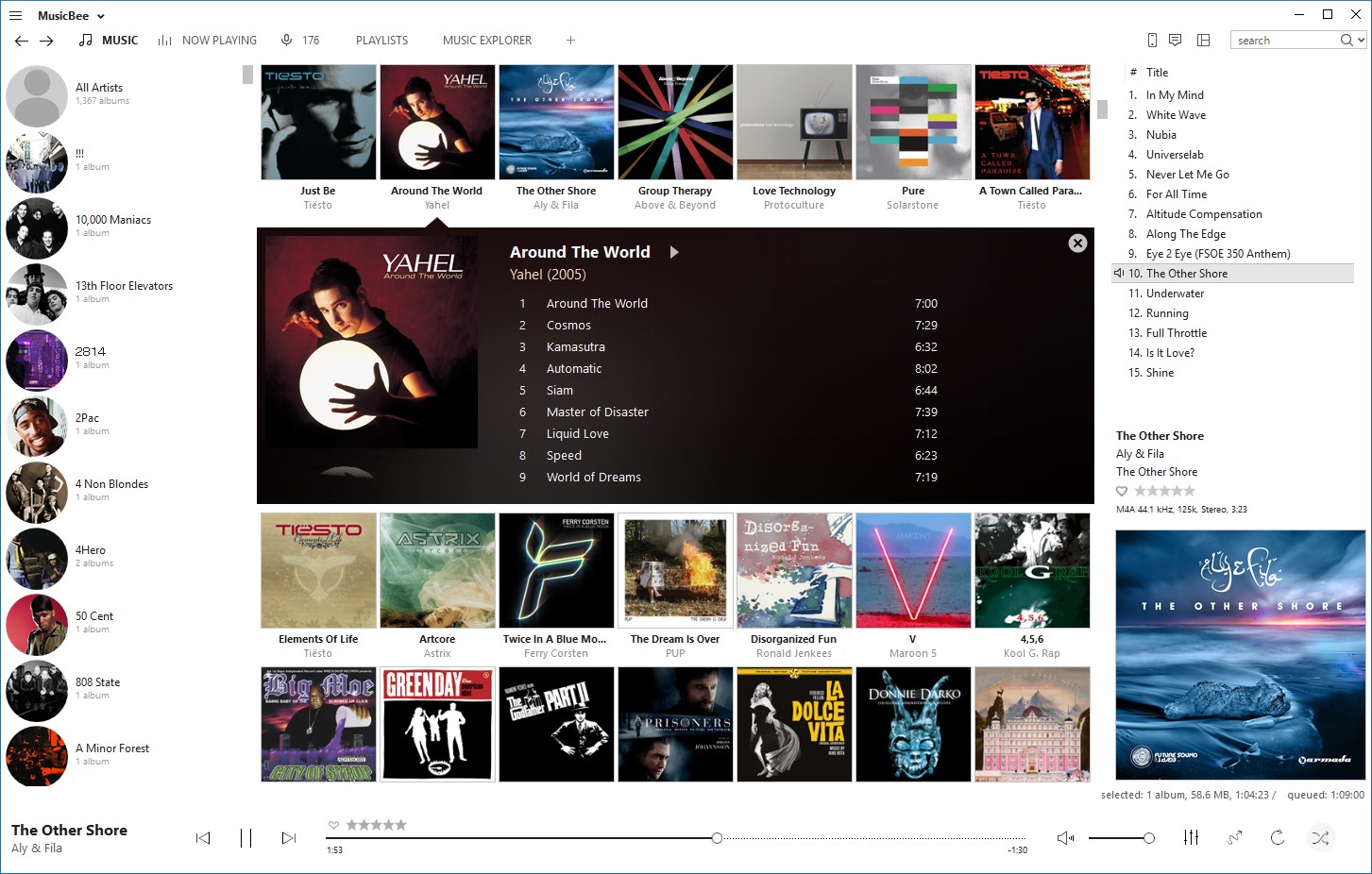 Picture describes how the MusicBee app allows you to organize all your offline music collection