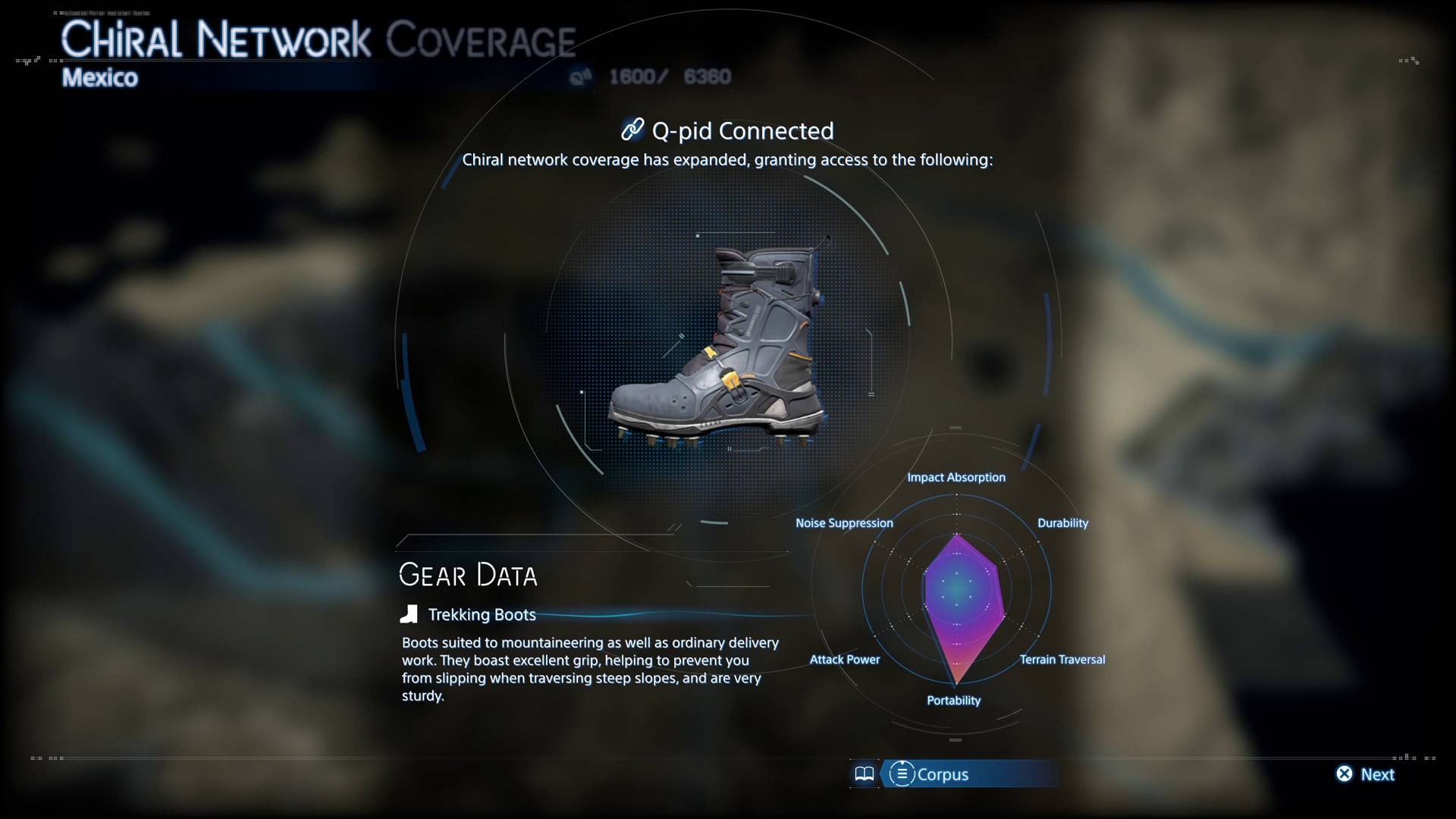 Finding the Trekking Boots in Death STranding 2 On the Beach (Image via Sony Interactive Entertainment)