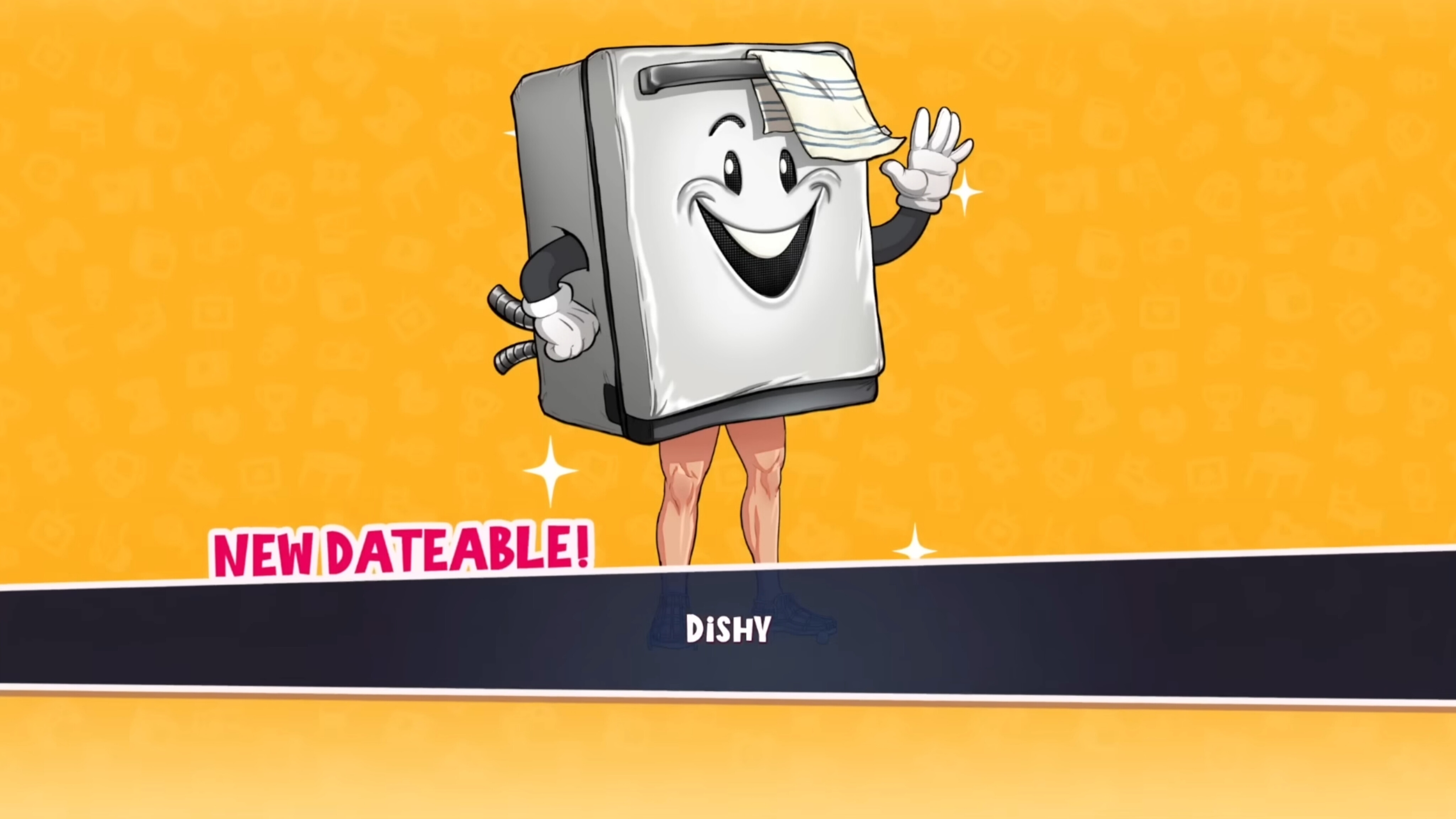 Dishy is a dateable item in Date Everything (Image via Team17)