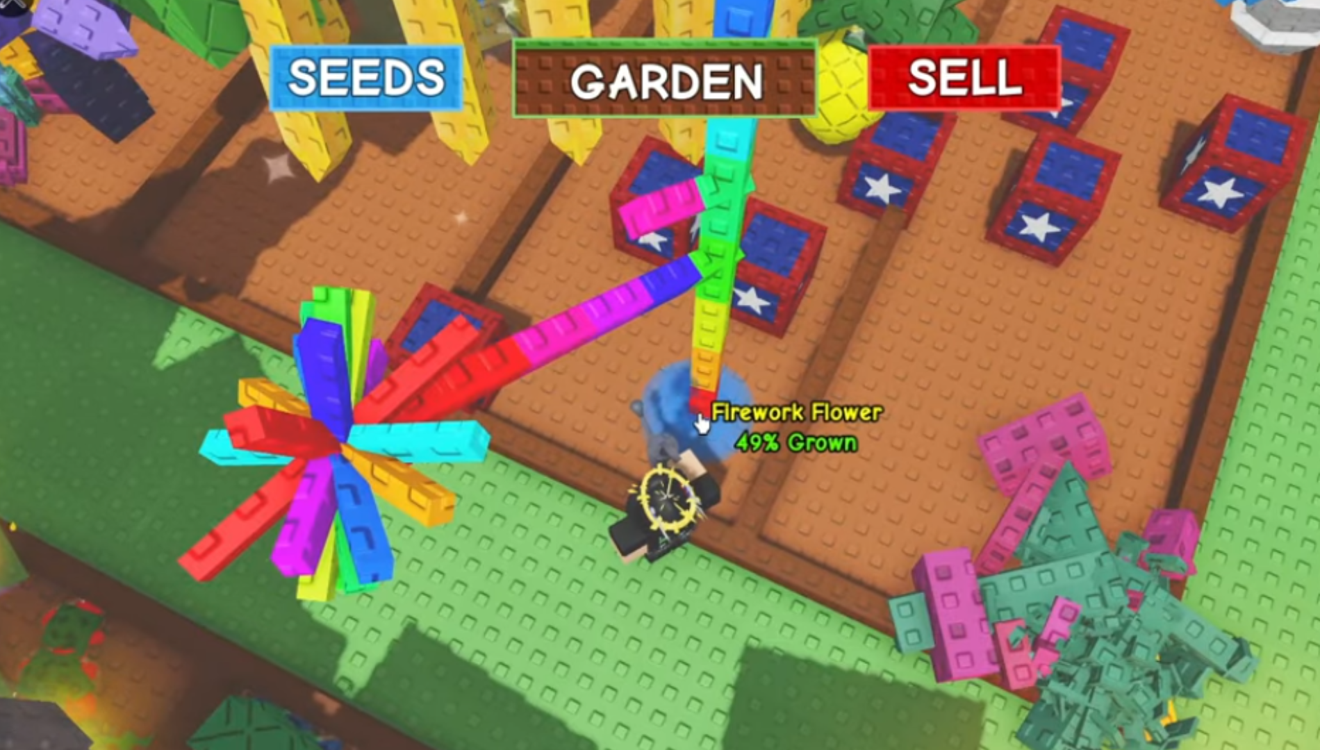 The Firework Flower has colorful stems (Image via The Garden Game | Roblox)