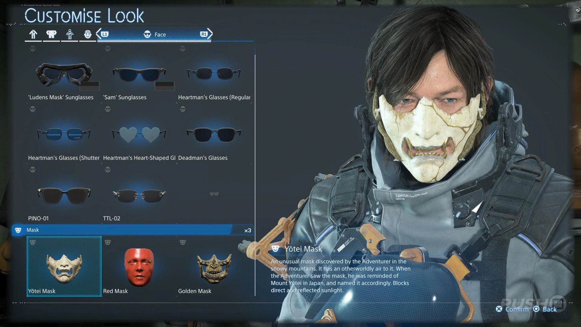 This mask will make Sam look like a menace while delivering cargo and handling BTs (Image via Sony Interactive Entertainment)