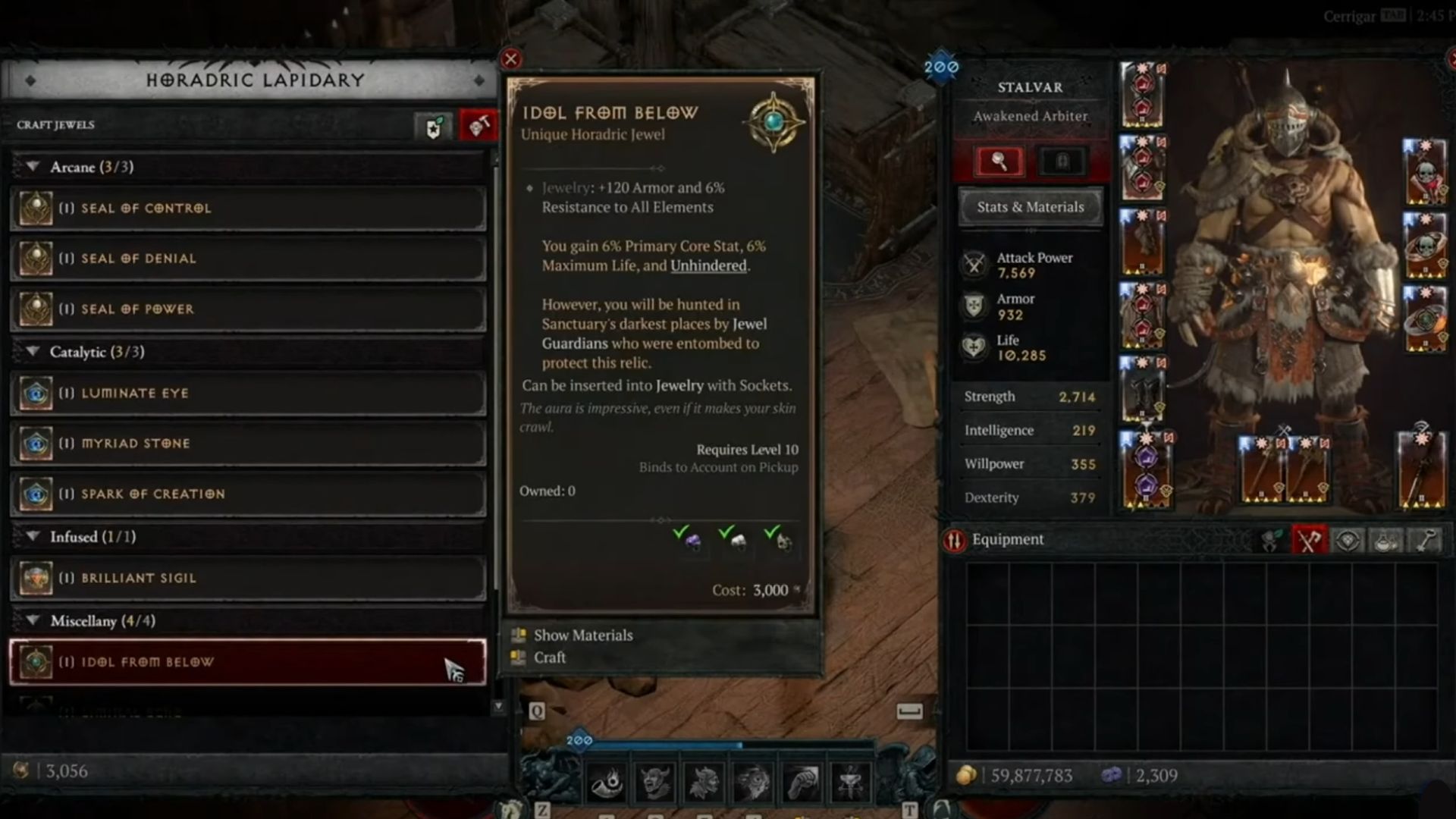 Idol From Below Diablo 4 Horadric Jewel