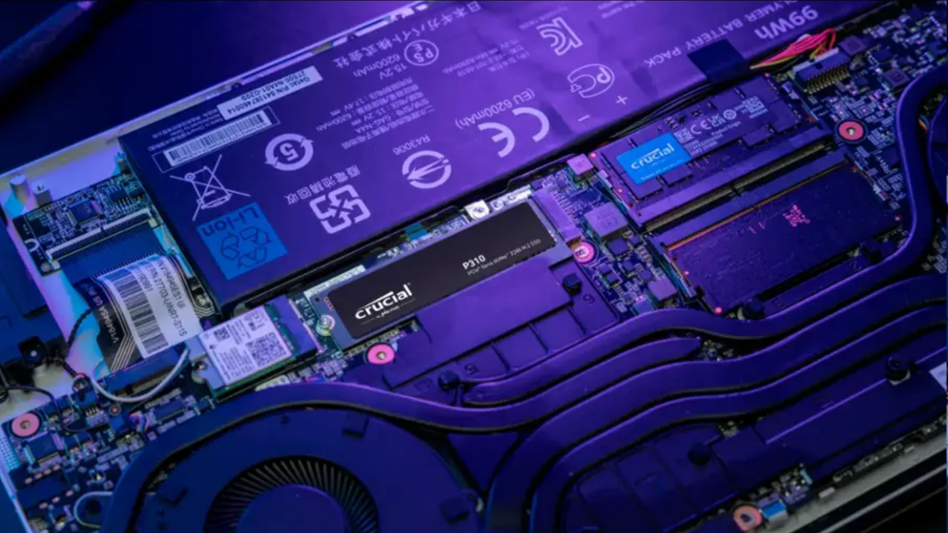 An image of Crucial P310 2 TB SSD fitted on a motherboard