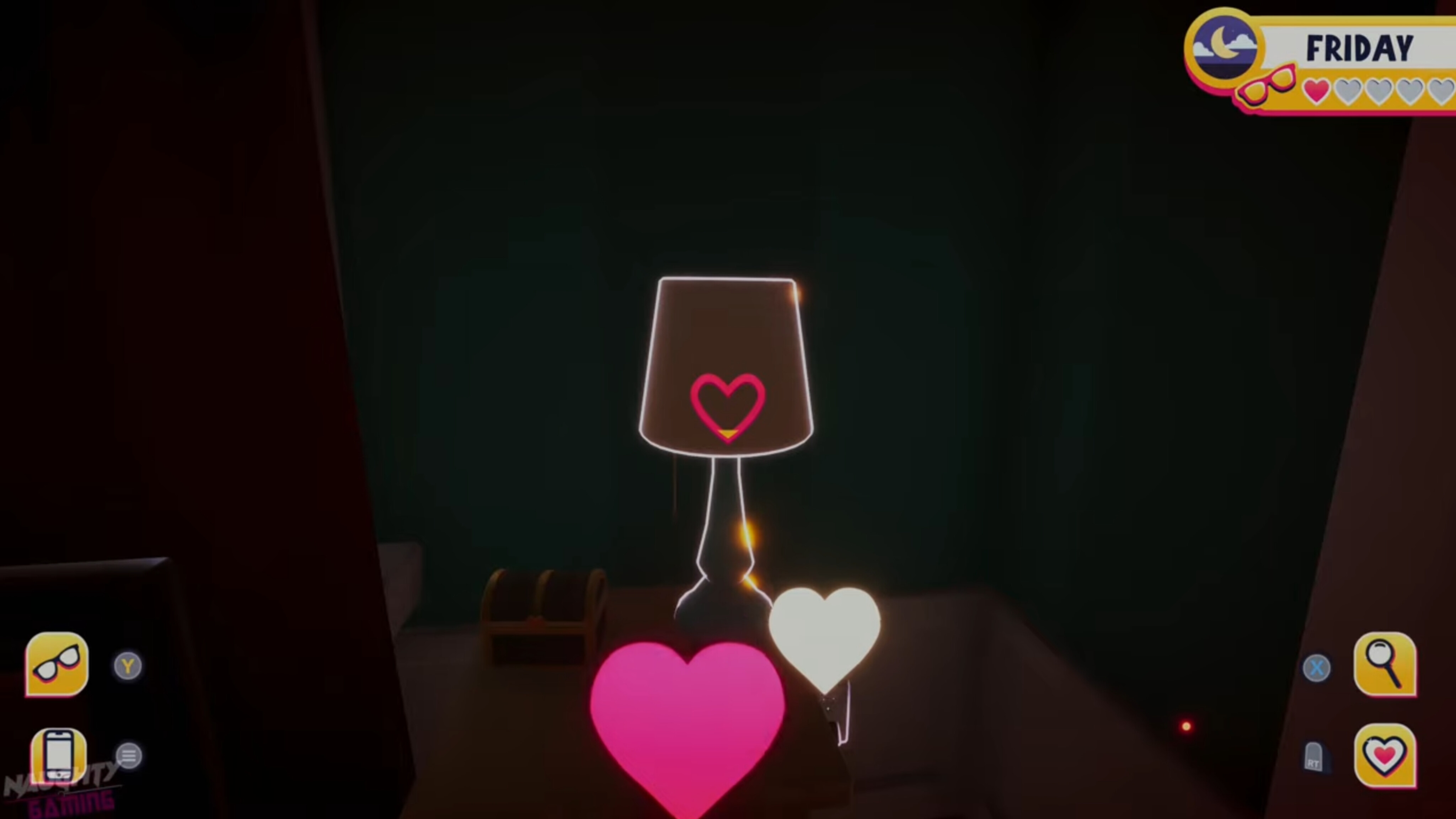 Interacting with any lamp spawns Lux in Date Everything (Image via Team17)