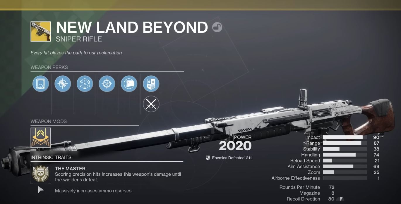 Deal heavy damage from afar with New Land Beyond (Image via Bungie)