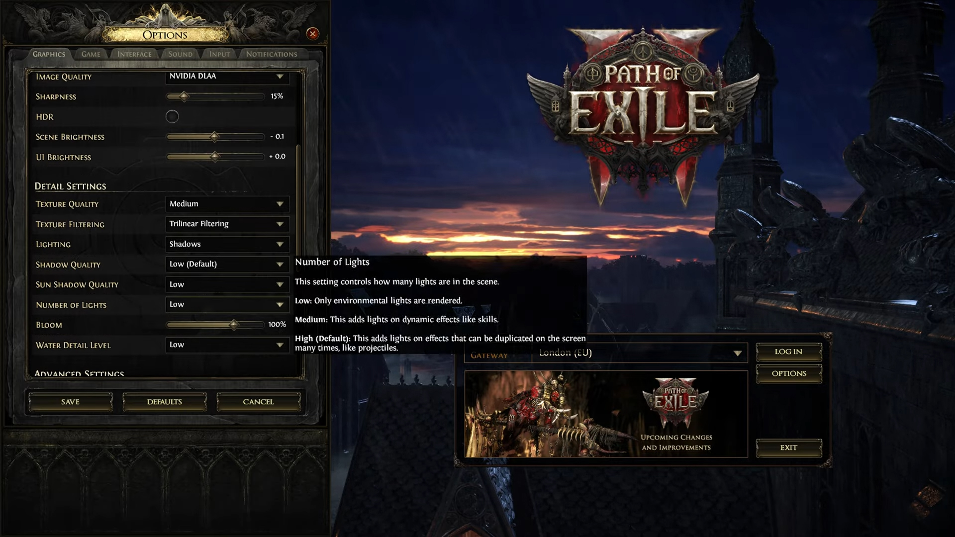Path of Exile 2 Settings page