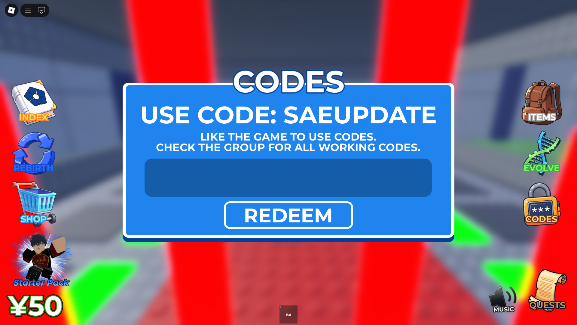 Redeem your codes here (Image via Roblox Corporation)