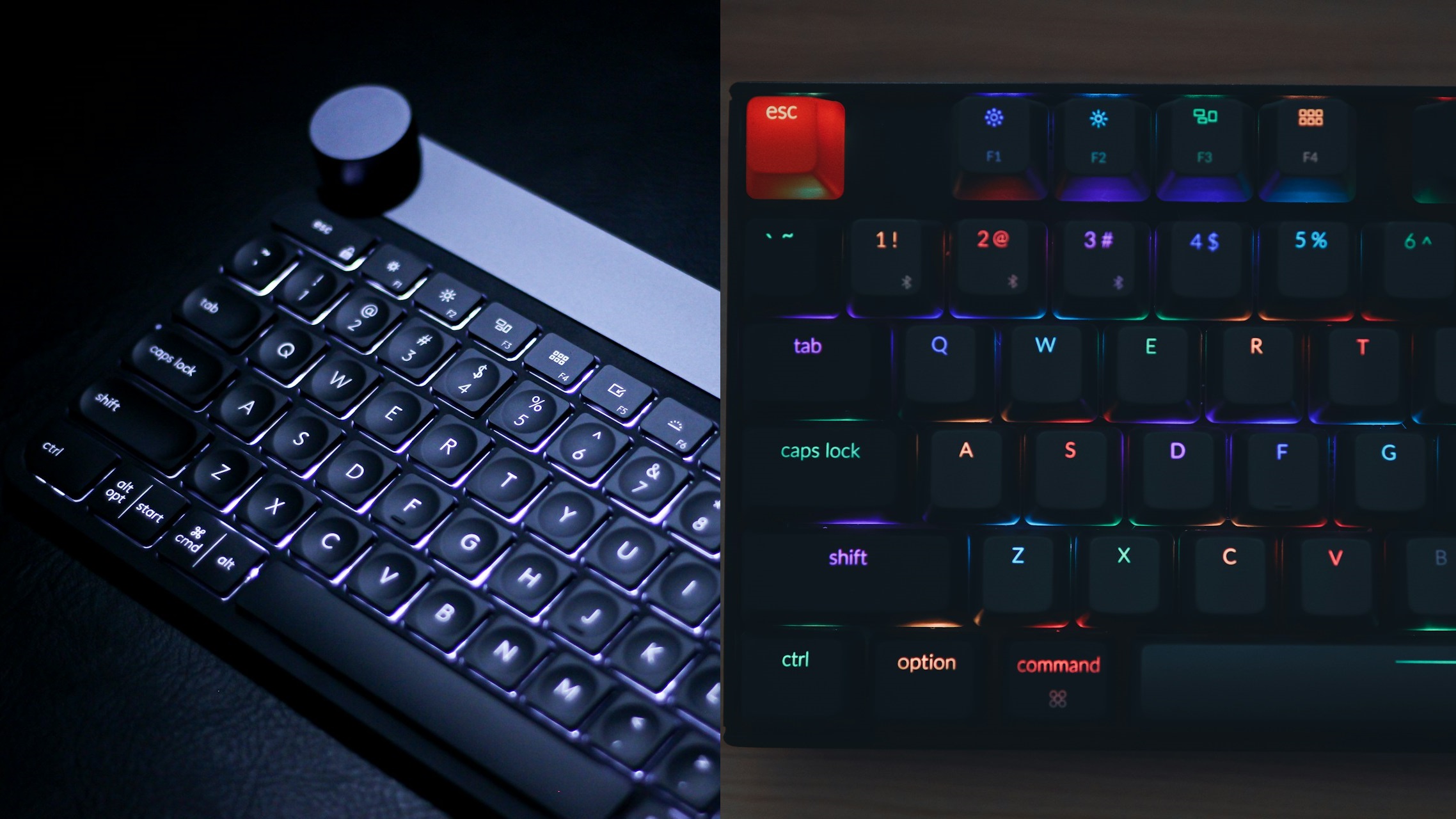 Picture of membrane vs mechanical keyboard