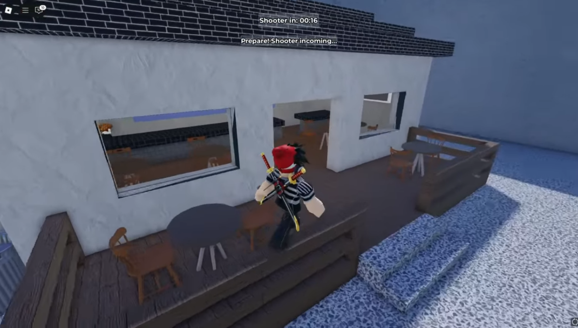 You will have 30 seconds to find a hiding spot (Image via Shooter Active | Roblox)